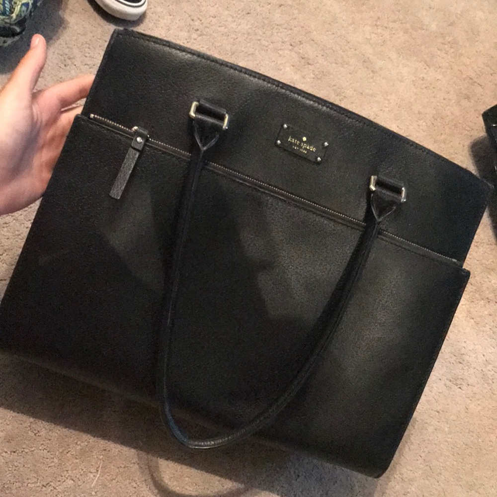 Black leather Kate Spade tote